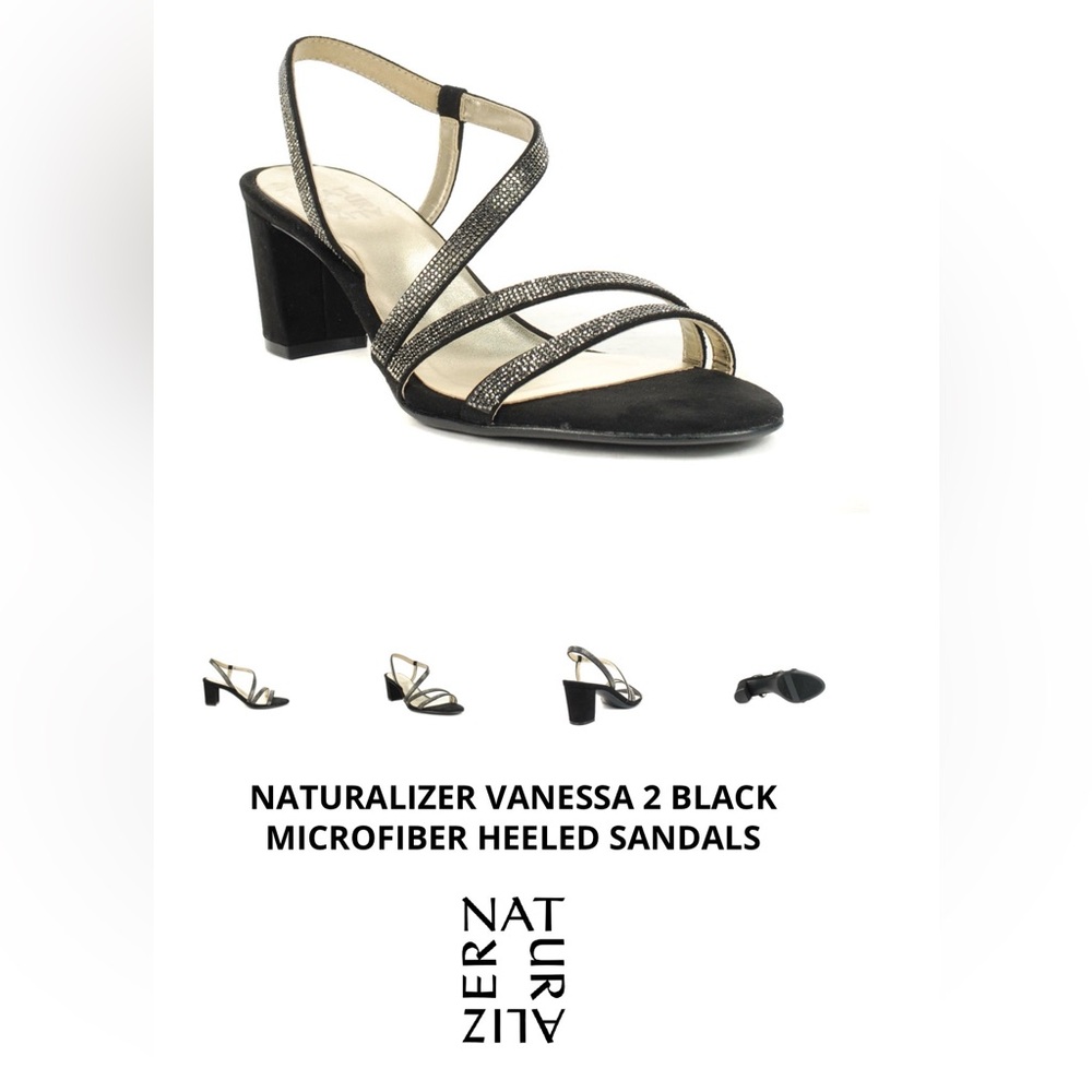 Naturalizer Black Strappy Heeled Sandals